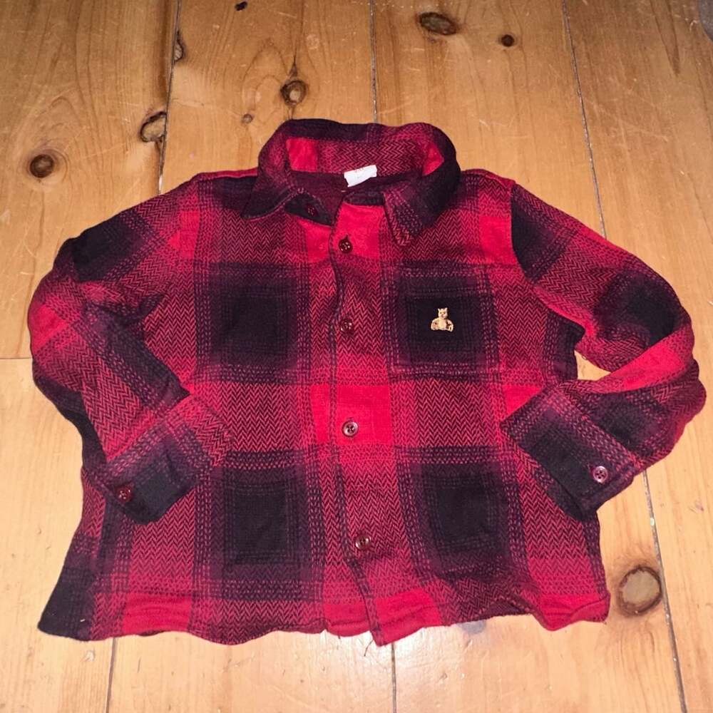 Baby Gap Flannel Button-Down Shirt Size 4 Years Red Black Plaid